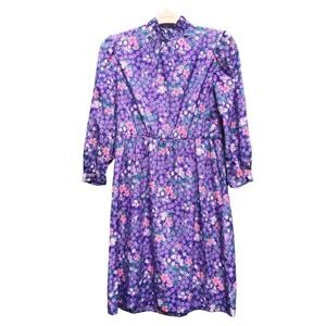 Caroll Reed Women Vintage Floral Purple Dress Size 8